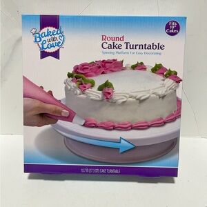 Round Cake Turntable - Pink and White